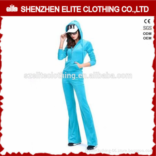 Custom Made High Quality Ladies Velour Sports Tracksuit Blue